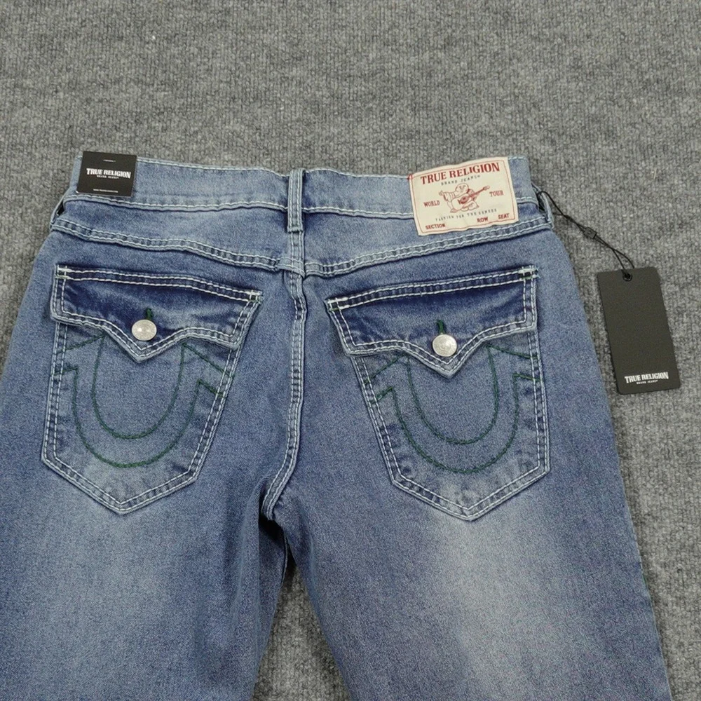 True Religion Jeans Men 30x34 Blue Ricky Relaxed Big T Flap Pocket Straight